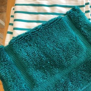 Kate Spade Turquoise Shower Curtain and Bath Mat Set